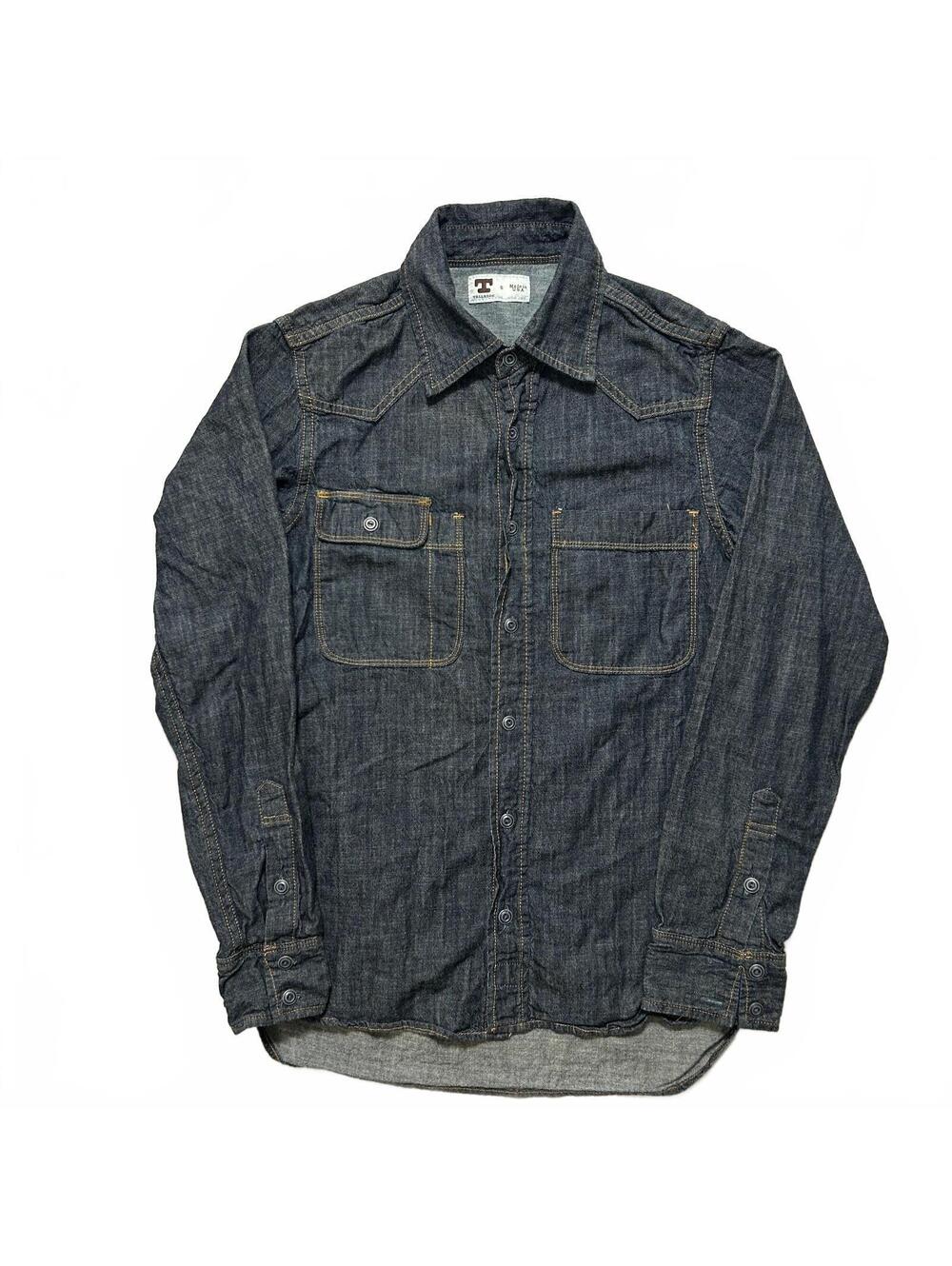 Tellason Topper White Oak Cone Denim Button-Up Shirt Men's S USA Made Indigo